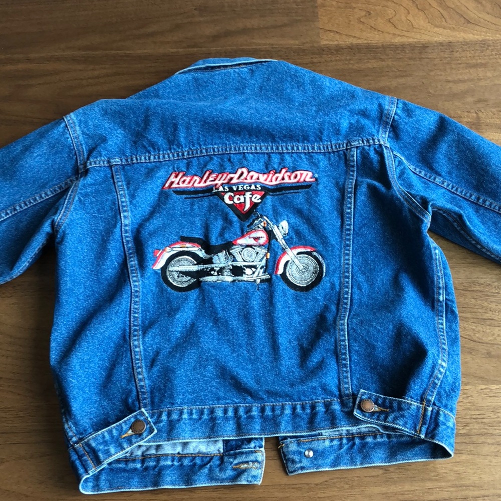 Harley Davidson embroidered denim jacket